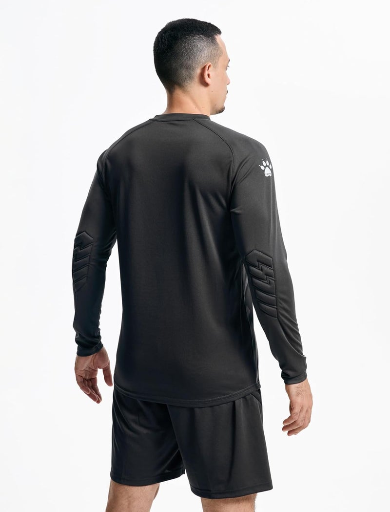 KELME قمصان حراس مرمى كرة القدم للرجال، مجموعة حارس مرمى مبطنة، قميص وسروال حارس مرمى للشباب مع جوارب باللون الأسود مقاس صغير جداً - Image 1